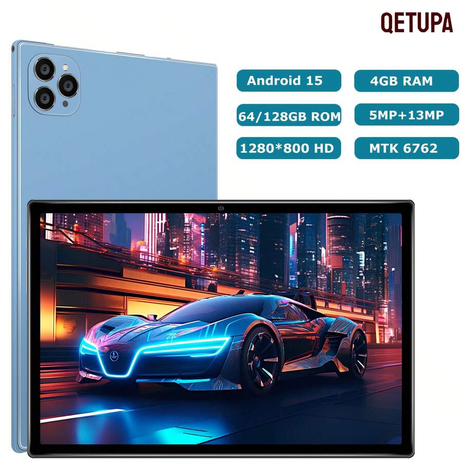 Qetupa M9-4 10.1 吋 Android 13 平板電腦，4GB RAM（可擴充 4GB RAM）+64GB ROM / 4GB RAM（可擴充 4GB RAM）+128GB ROM，MTK 6762 八核心 2.0GHz 處理器，HD (1280x800) IPS 觸控螢幕（不含適配器）
