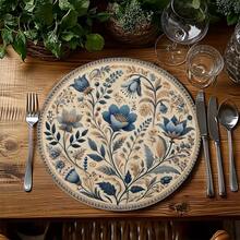 1/2/4/6/8/300 Pieces Round Vintage Premium Placemats – Elegant Table Mats Woven From 100% Polyester Fiber, Measuring 14.1714.17in/3636cm, Suitable For Kitchen, Dining Table And Birthday Party Decorations, Washable By Hand, Dry Cleaning Or Machine, Heat Resistant, Non-Slip And Easy To Clean. - Multicolor - View 3