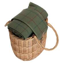 Red Hamper Wicker Oval Fitted Cool Bag Drinks Picnic Basket - Green - View 3