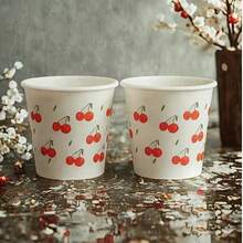 [10 cái/20 cái/30 cái/50 cái/60 cái/80 cái/100 cái/150 cái] Ly giấy dùng một lần in hình quả anh đào - Ly nhỏ dày dặn, chống rò rỉ, thích hợp cho đám cưới, sinh nhật, đồ uống nóng, có thể vẽ lên (hình quả anh đào) - 1 YEAR - Xem 8