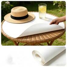 1pc Round PU Leather Placemat, Odorless Washable Waterproof Non-Slip Heat-Resistant Desk Pad, Protective Table Cover For Dining Table, Coffee Table, Home And Restaurant Use, Seamless Fit Design - White - View 3