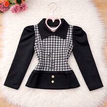 Girls' Long-Sleeved Plaid Shirt For Cold Winter Weather - Ribbed Children's Shirt, Sizes 2-12 Years. - 黑色 - 1 件 - 查看 2