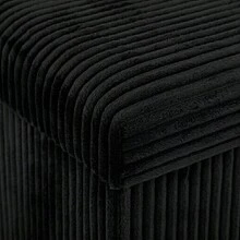 Taburete Organizador de Pana de 38x38x38 cm Tela Suave para Sala de Estar Decoración de Interiores Moderna Plegable Organizador Textura Relieve Multiusos. - Negro - Ver 3