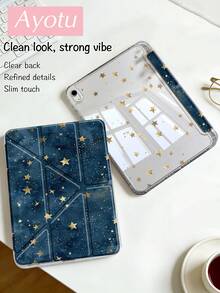 Ayotu 蓝色星空金色星星图案保护套，Y型支架翻盖设计，兼容iPad A16、iPad Pro 13/12.9/11、iPad Air 11/13、iPad mini、iPad Air 11英寸、Kindle（第11代，2024年发布）、Kindle Paperwhite（第12代，2024年发布） - 彩色 - 查看 2