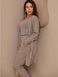 Women's Lanzinha 3-Piece Set: Tank Top, Cardigan, And Pants - 沙米色 - 查看 2