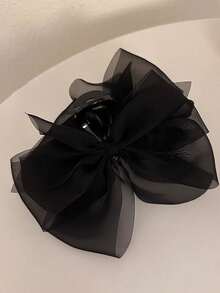 Pinza para el cabello delicada y suave, accesorio para el cabello elegante con lazo de malla, nueva colección 2026 - Negro - Ver 5