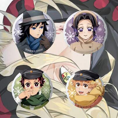 : Kimetsu No Yaiba Snow Flake Series Badges - Giyu Tomioka, Anime Peripheral, Collectible Gift, Boxed Figurine Decor, Also Suitable As Decoration, Desktop Ornament, Gift For Friends