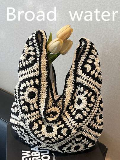 حقيبة نسيج جديدة للنساء لعام 2026، حقيبة شاطئ من الحبال، حقيبة دلو سعة كبيرة، حقيبة كتف بسيطة تحت الذراع، حقيبة كاجوال ملونة