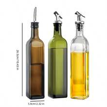 500ml Large Capacity Square Glass Oil Bottle, Suitable For Olive Oil, Soy Sauce, Vinegar And Other Liquid Seasonings; Tidy Kitchen Storage, Portable For Travel, Modern Kitchen Practical Oil Pouring Tool, More Efficient Cooking And Storage. - Multicolor - View 5