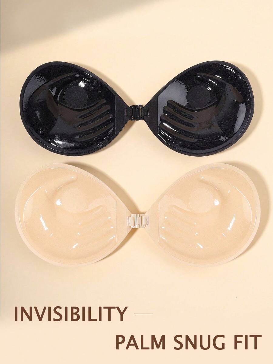 1/2pcs Women Invisible Push-Up Bra (3cm Thick), Super Sticky Silicone Invisible Bra, Suitable For Wedding Dresses. Essential For Summer Wardrobe, Suitable For Dresses And Camisoles, Reusable. - Multicolor - View 1