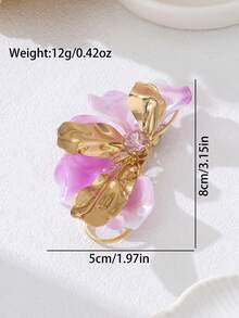 1pc Fashionable Asymmetrical Colorful Floral Brooch, Suitable For Vacation Wear - Pink - View 6