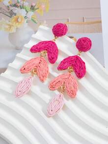 Leaf Tassel Vacation Style Earrings, Showcase Feminine Charm, Niche Versatile Earrings - Multicolor - View 9