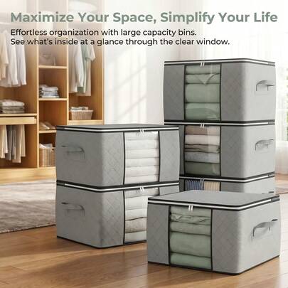 Hộp đựng đồ dưới gầm giường dung tích lớn, làm từ vải dày thoáng khí, có nắp và khóa kéo, tay cầm chắc chắn, thích hợp để sắp xếp quần áo, chăn ga gối đệm và đồ dùng gia đình.
