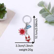 Móc khóa mặt dây chuyền hình mặt trời, môi, hoa hồng hoạt hình bằng kim loại sáng tạo, móc khóa xe hơi phong cách độc đáo, phụ kiện dành cho cặp đôi - Nhiều màu - Xem 7