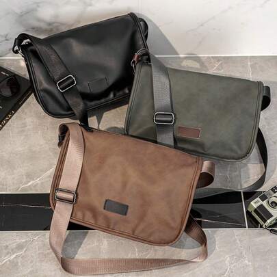 Fashionable Men's Shoulder Bag, Retro Minimalist Messenger Bag, Outdoor Casual Small Square Bag
