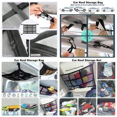 Cargo Net Van, Trade Tidy Van Storage Solutions, Double Layer Mesh Car Boot Organiser, Large Capacity Car Roof Storage Campervans, Foldable Lorry Camping Accessories Interior Gadgets