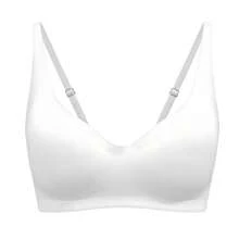 1pc Casual Minimalist Solid Color Deep V-Neck Thin Strap Backless Women Bra,Wire-Free Bra With Removable Padding, Suitable For Everyday Wear In Spring And Summer. - White - View 4