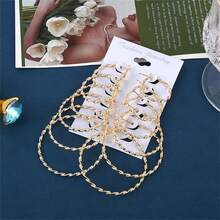 BMOR 12Pairs/6Pairs Simple Punk Hoop Earrings Set Big Circle Earrings Jewelry For Women Girls Ear Hoops Earring Round Oversized Earrings - Hoop Earring Set - View 8