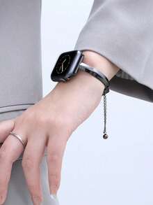 Dây đeo đồng hồ nữ (1 chiếc), tương thích với vòng tay kim loại thời trang, có các kích thước 40mm, 38mm, 41mm, 42mm, 44mm, 45mm, 46mm, 49mm. Tương thích với các dòng máy Series 11 Ultra3 2/1 SE3 11 10 9 8 7 6 5 3 2 1. Tương thích với các phụ kiện khác. - màu đen - Xem 4