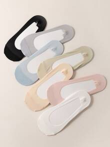 1/3/5双装春夏冰丝船袜，女士防滑，防后跟滑脱，隐形袜，薄款低帮袜，透气凉爽袜 - 彩色 - 查看 10