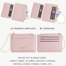 1 pieza Cartera de mujer ultra delgada y de moda Baellerry, billetera con cremallera de perlas, adecuada para uso diario, billetera mini corta, soporte para múltiples tarjetas, para llevar efectivo, ir y venir, recuerdos, cumpleaños, Halloween, regalo de Navidad - Multicolor - Ver 4