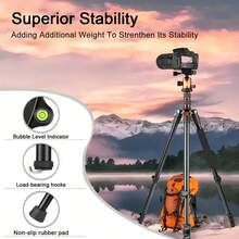 Alloy Large Size Mobile Photography Accessories Tripod Fill Light 78 Inch Travel Tripod Stable Support Professional 360-Degree Panoramic Ball Head Metallic Construction Foldable Design Suitable For Outdoor Travel Photography Video Recording Parties Outdoor Wedding Photography Indoor Photography Mother's Day Birthday - Orange Color - View 2