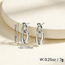 Bông tai kim loại tối giản phong cách retro, họa tiết đường nét, tinh tế và thanh lịch. - Nhiều màu - Xem 3