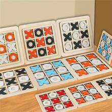 木制XO井字棋游戏板：一款双人互动桌面游戏，用于智力和逻辑训练 - 彩色 - 查看 1
