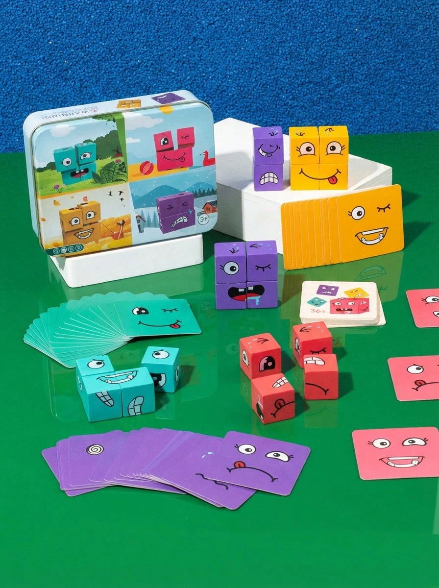 Magic Cube Building Blocks Puzzle Toy That Change Faces, Promotes Parent-Kid Interaction, Stimulates Logical Thinking, And Improves Intelligence - Great Table Game For Kids