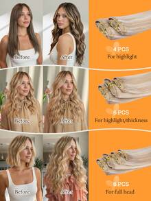 Bộ 4 kẹp tóc nối DOORES thẳng, 100% tóc thật tự nhiên, tóc nối nguyên chất, kiểu dệt đôi, kẹp tóc vô hình và mềm mại, dành cho tóc mỏng, phù hợp cho cả nam và nữ, sử dụng hàng ngày, dễ dàng gắn nhanh chóng chỉ trong 3 phút, kẹp tóc nối liền mạch. - S4/26/4 - Xem 7