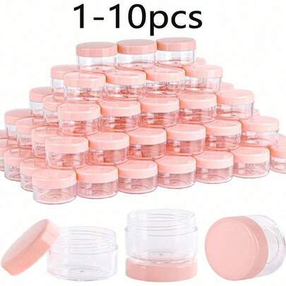 1-10 hũ kem mini trong suốt có nắp đậy, hộp đựng mẫu mỹ phẩm bằng nhựa rỗng, hộp đựng mỹ phẩm bằng nhựa có thể tái sử dụng với nắp vặn, thích hợp đựng kem dưỡng da và các sản phẩm làm đẹp, hộp đựng mẫu mỹ phẩm nhỏ, kem nhiều màu, sữa dưỡng thể, son môi, phấn mắt, bột sơn móng tay, trang sức, hộp phấn trang điểm và dễ mang theo, có thể tái sử dụng, phụ kiện du lịch, đồ dùng cần thiết khi đi du lịch, hũ đựng mẫu mỹ phẩm, chai mini rỗng.