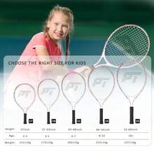 LITIAN - Raqueta de tenis rosa para niños de 2 a 10 años ligera y duradera 17 pulgadas 19 pulgadas 21 pulgadas 23 pulgadas 25 pulgadas raquetas de tenis para niños pequeños y jóvenes - RosaUnicornio - Ver 5