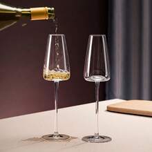 4只装高级水晶香槟杯、高脚杯、葡萄酒杯，适用于婚礼派对、红酒、各种酒精饮料、白葡萄酒等。 - 透明 - 查看 7