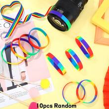 10 chiếc vòng đeo tay tự hào đồng tính nam, đồng tính nữ, cầu vồng, bằng silicon, chất liệu cao su, dùng cho thể thao. - Xem 2