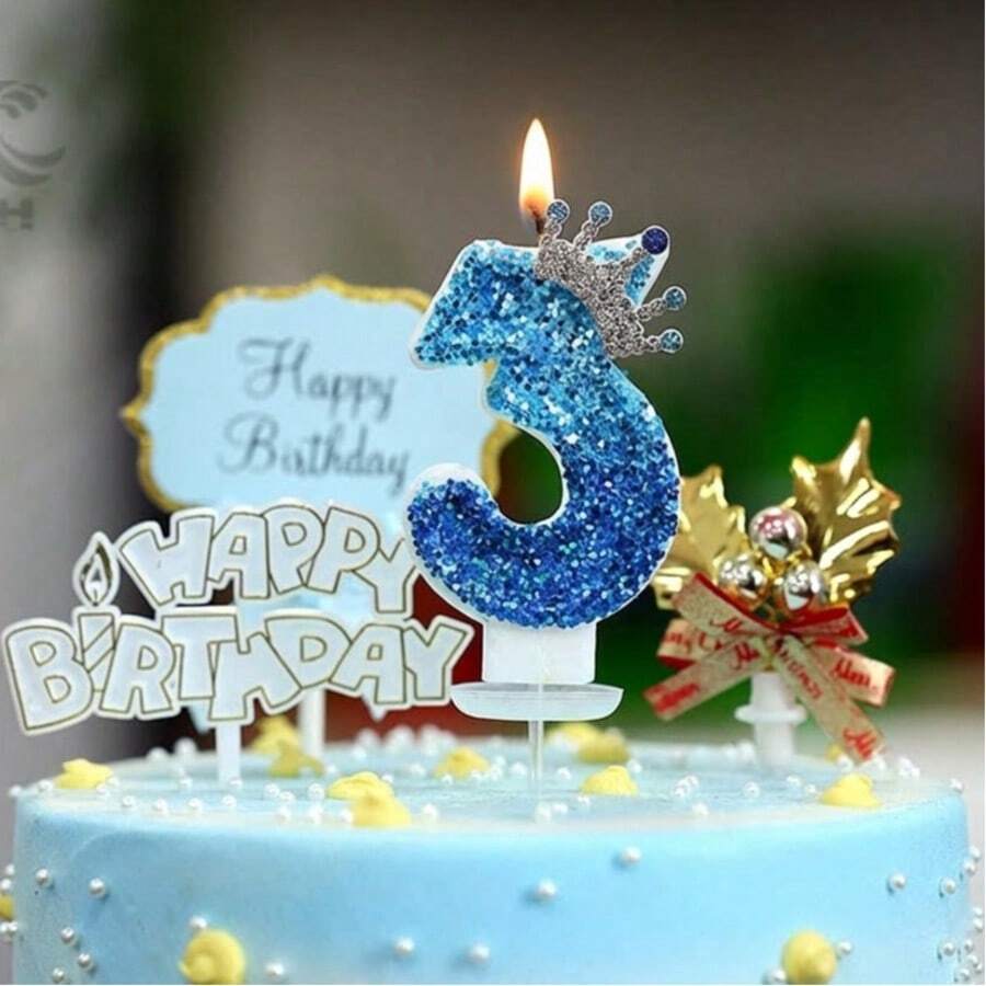1pc Crown Digital Candle Peacock Blue Creative Birthday Candle Daily Best Birthday Gift For Mother To Girlfriend,Princess Birthday Party - Birthday Candle Number - View 1
