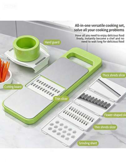 This Multi-Functional Vegetable Chopper, 7-In-1 Food Dicing And Slicing Machine With Container Is Perfect For Kitchen Use.