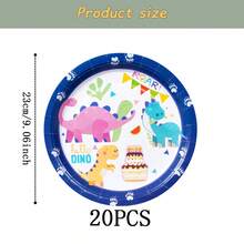 Dinosaur Pattern Disposable Tableware Set, 7/9 Inch Party Plates, Disposable Paper Plates, Cups, Napkins, Suitable For Holidays, Weddings, Engagements, Birthdays, Parties, Celebrations - Multicolor - View 14
