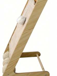 Vertical Cat Scratcher With Hanging Toy Natural Sisal Wooden 2-In-1 Scratching Board Durable Claw Grinding Toy For Indoor Cats To Keep Them Entertained - one-size - View 10