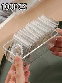 100pcs Pvc Transparent Resealable Jewelry Bags With Ziplock,Anti-Oxidation,Prevents Tarnishing,For Storing Earrings, Necklaces, Jewelry, Small Gift, Accessory Party Favor Pouches Back To School - Multicolor - View 8