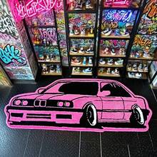 1pc Pink Stylish Car-Shaped Faux Wool Rug, Soft & Comfortable For Living Room, Bedroom, Hallway, Laundry Room, Corridor, Decorative Carpet - Multicolor - View 3