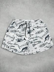 MAISONFOX Men's Loose Ocean Print Drawstring Waist Casual Shorts, Lightweight & Breathable, Suitable For Beach/Vacation In Summer, And Daily Wear In Spring/Summer - White - View 10