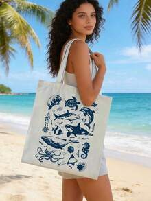 Túi tote vải canvas phong cách xăm hình cổ điển họa tiết động vật biển, túi xách chủ đề bãi biển, túi đeo vai nữ dung tích lớn, túi xách cầm tay di động, túi lưu trữ đa năng, túi đi làm đi chợ, túi đi siêu thị gấp gọn dung tích lớn phong cách thường ngày, quà tặng hoàn hảo cho người yêu đại dương, bạn bè, phụ nữ, mẹ, phù hợp cho Ngày của Mẹ, Ngày Nhà giáo, mùa tựu trường, sinh nhật và các ngày lễ khác, quà tặng hoàn hảo cho bạn bè, phụ nữ, mẹ, giáo viên, sinh viên yêu đại dương, quà tặng hoàn hảo cho kỳ nghỉ bãi biển mùa xuân và mùa hè - Nhiều màu - Xem 4