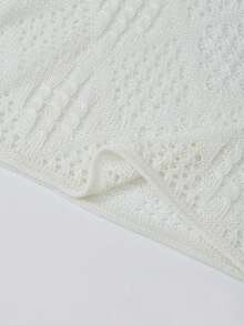 Hollow Out Cover Up Top, New Korean Style Long Sleeve Knit Sweater Outwear White - White - View 5