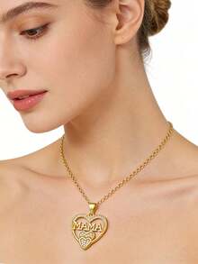 1 pieza Collar colgante minimalista y elegante de "MOM", accesorio versátil adecuado para reuniones, fiestas, vacaciones, regalos para familiares y amigos, uso diario - Dorado - Ver 3