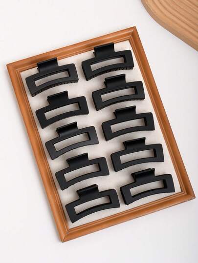 10 piezas Pinzas de pelo cuadradas negras medianas, pinzas de pelo de unicolor simple para peinados diarios, adecuadas para ocasiones formales, fiestas, citas, playas, viajes, regalo práctico