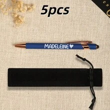1支/5支可客製化自動伸縮圓珠筆，刻印姓名與Logo，書寫流暢，適用於辦公、商務、學校用品，提供禮盒/禮袋包裝，開學禮物，送給老師/朋友的禮物 - 筆2 - 查看 23