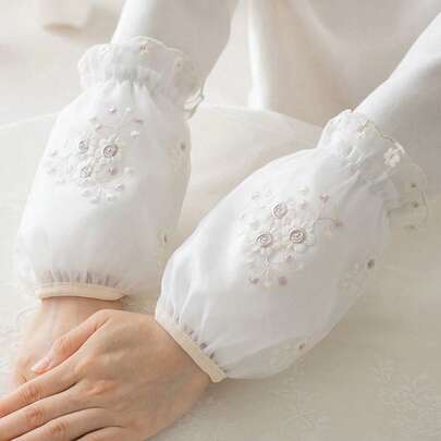 1 Pair Flower Lace Sleeve Cover, Floral Lace Cuff Sleeves Cover
