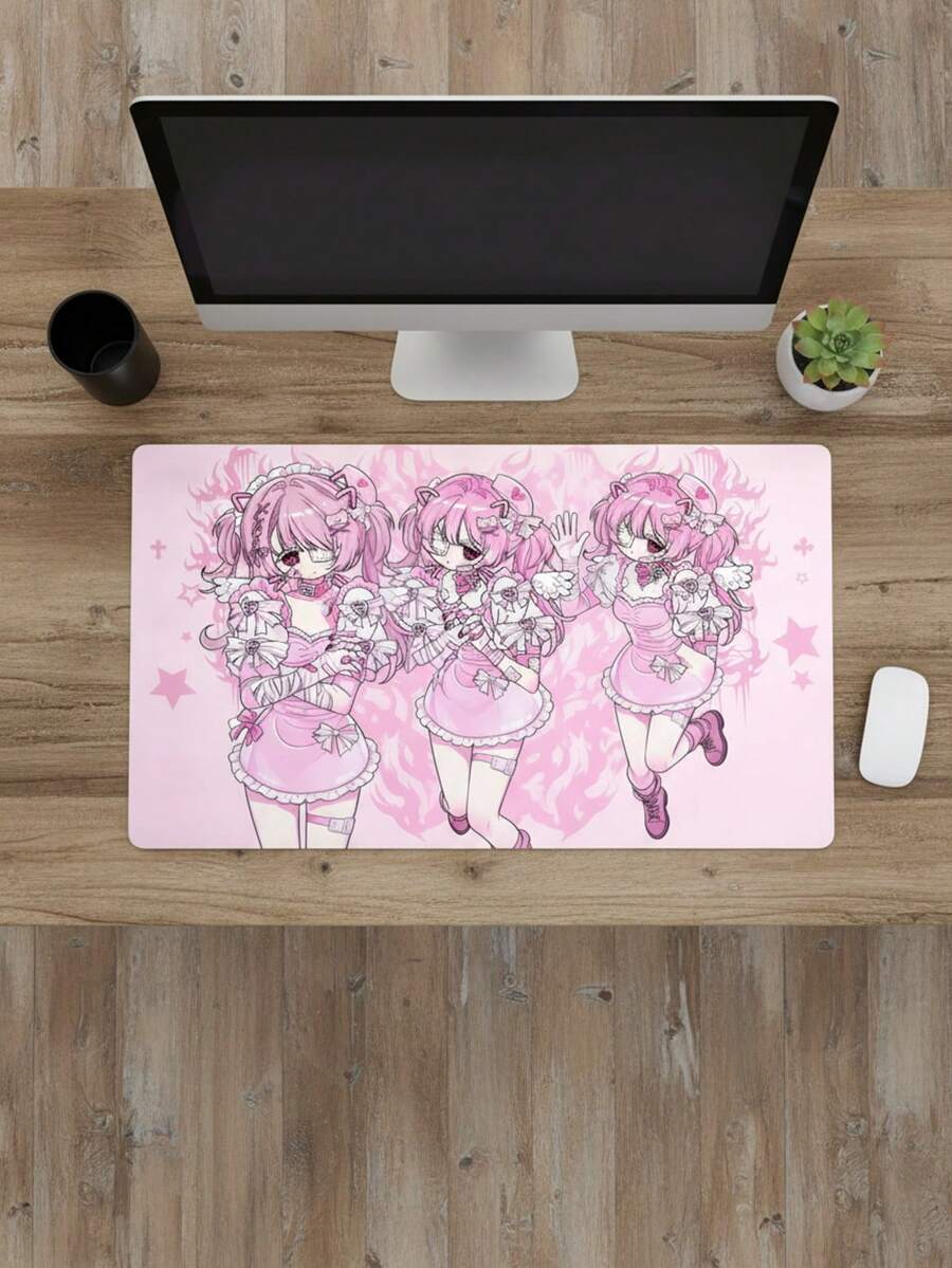 Tấm lót chuột chơi game cỡ XXXL cực lớn, bề mặt mịn, phủ toàn bộ bề mặt, có thể giặt, chống thấm nước và chống trượt, kích thước 39,37"X19,69", đế cao su và bề mặt vải, thiết kế hình vẽ các cô hầu gái, tương thích với chuột có dây và không dây, sử dụng tại văn phòng và nhà, món quà ngọt ngào, quà tặng Ngày của Mẹ. - Xem 1