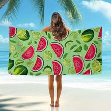 1pc Watermelon & Lime Pattern Beach Towel - Quick Dry, Suitable For Men And Women - Perfect Choice For Beach, Travel, Camping And Holiday Gifts, Beach Blanket - 3 - View 2