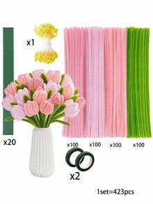 573件/423件清洁管工艺套装。适用于DIY花束制作、手工工艺品和礼品制作，以及生日、婚礼、毕业典礼、母亲节和其他场合。 - 彩色 - 查看 11